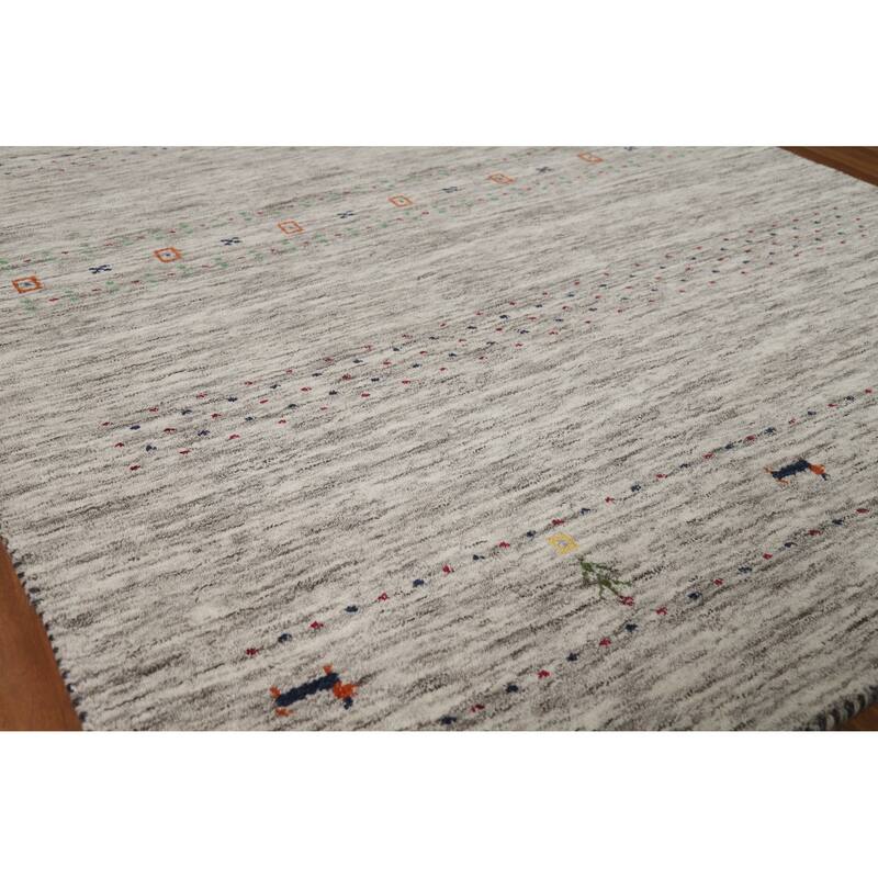 Hand Knotted Oriental 100% Wool Carpet Tribal Animal Pictorial Beige & Ivories Gabbeh Area Rug - 5' 11'' X 4' 1''