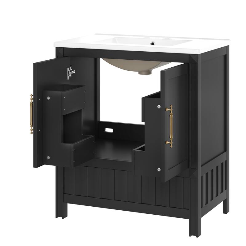 Roomfitters 30 Inch Bathroom Vanity with Sink, Solid Wood Cabinet with Door Storage and Drawer