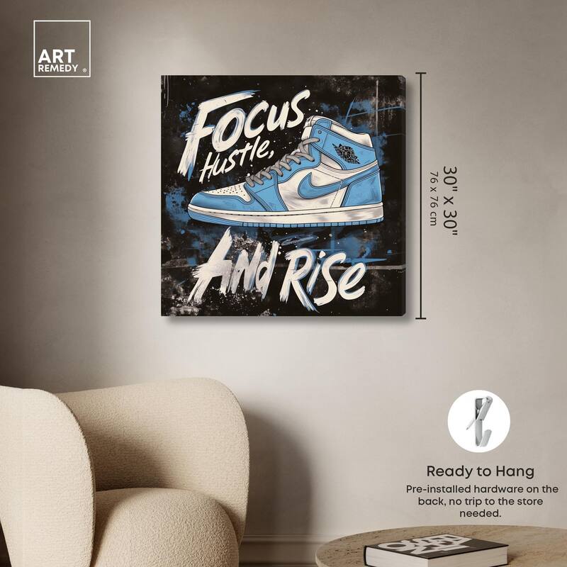 Hustle and Rise Sneaker Canvas by Art Remedy, Gallery Wrapped