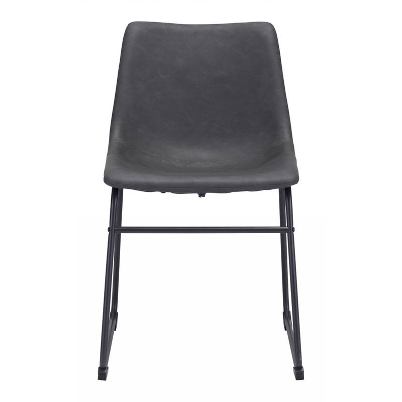 HomeRoots Set Of 2 Black Solid Back Dining Chairs
