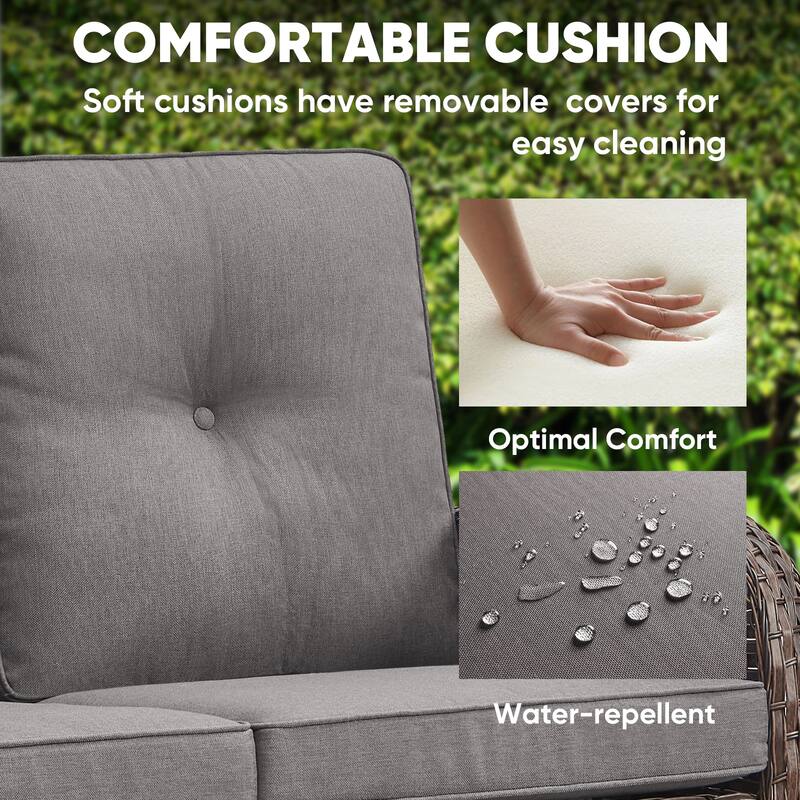 Patio Wicker Chair with Loveseat Coffee Table