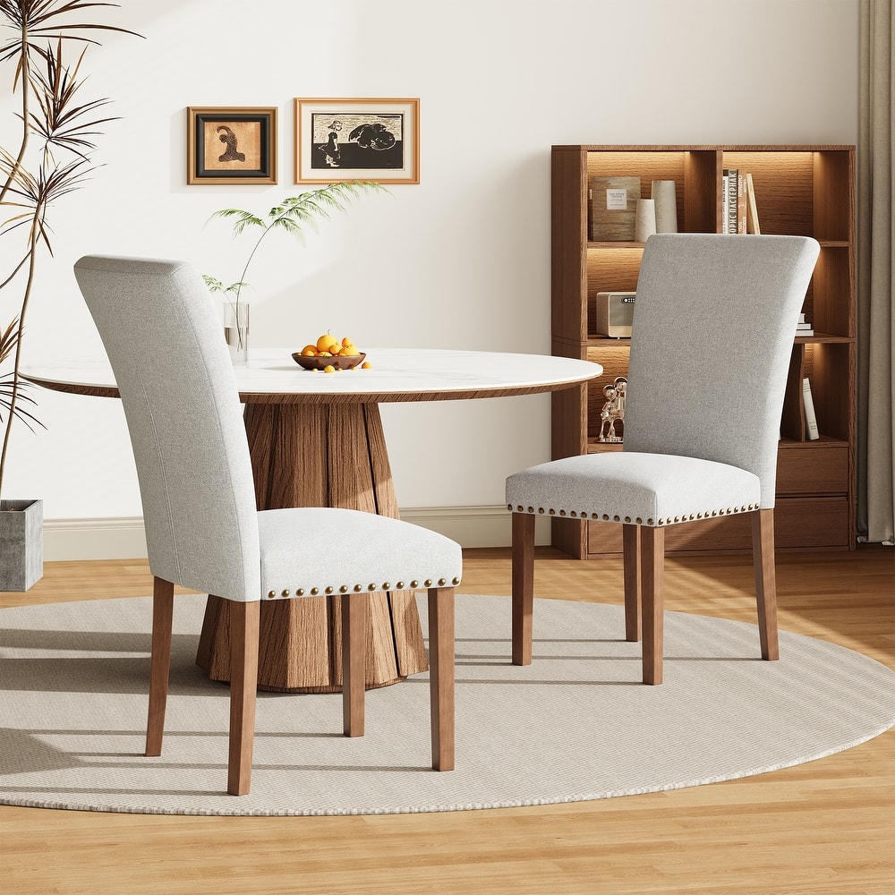 RENEWLINE Dining Chairs, Fabric with Nailhead Trim and Wood Legs
