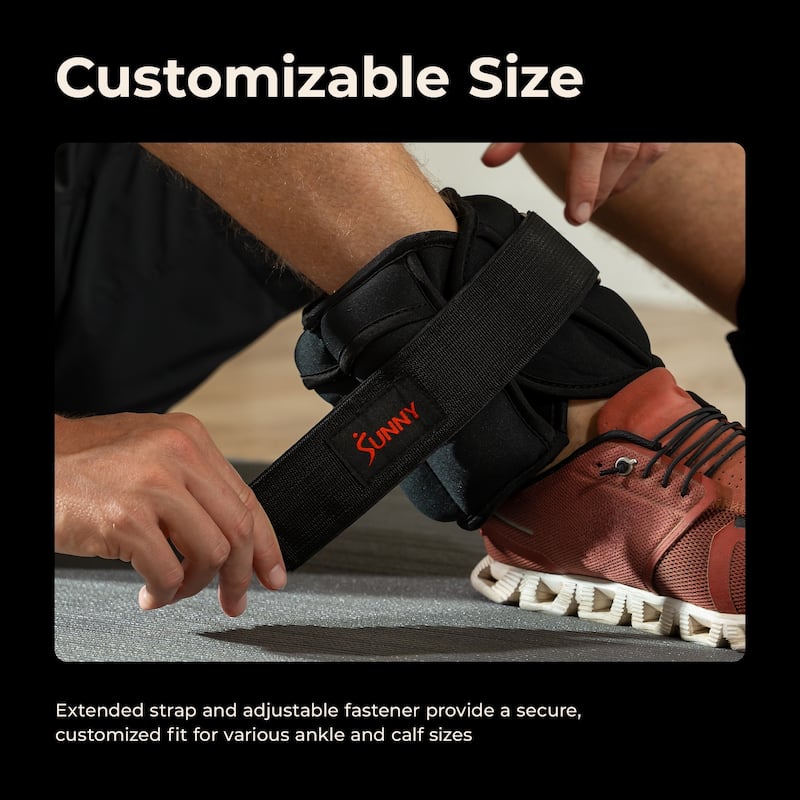 Sunny Health & Fitness Adjustable Ankle Weight 5-Pound (Pair) - SF-WA02-BK - Black