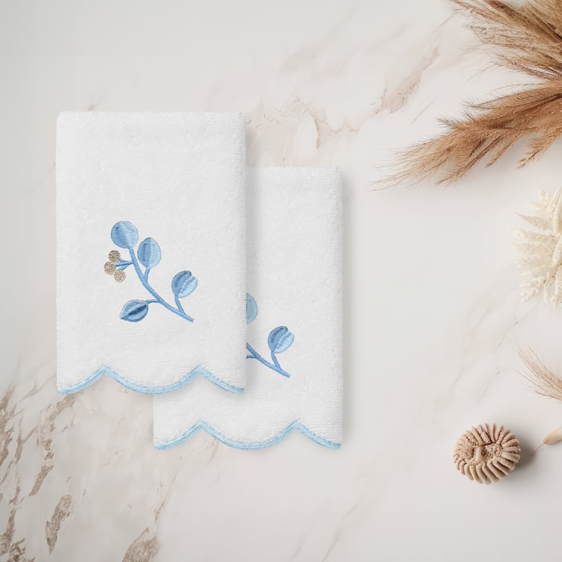 Authentic Hotel and Spa 100% Turkish Cotton WILD BRANCH Scallop Embellished Towel Collection