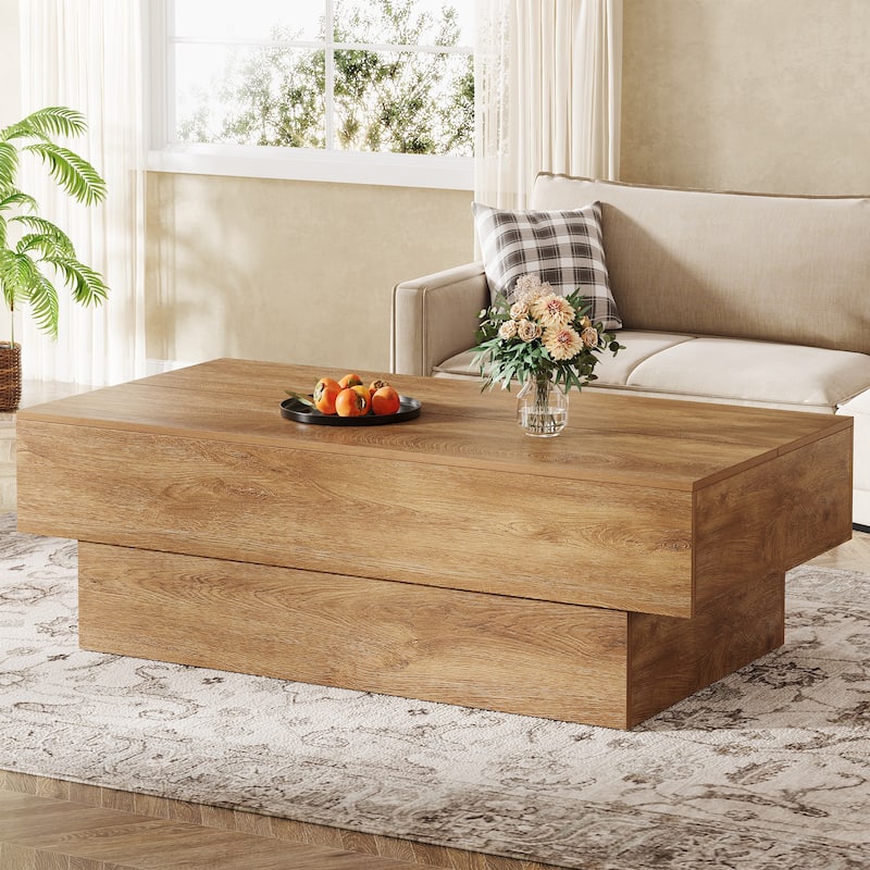 55-Inch Wooden Coffee Tea Center Table for Living Room