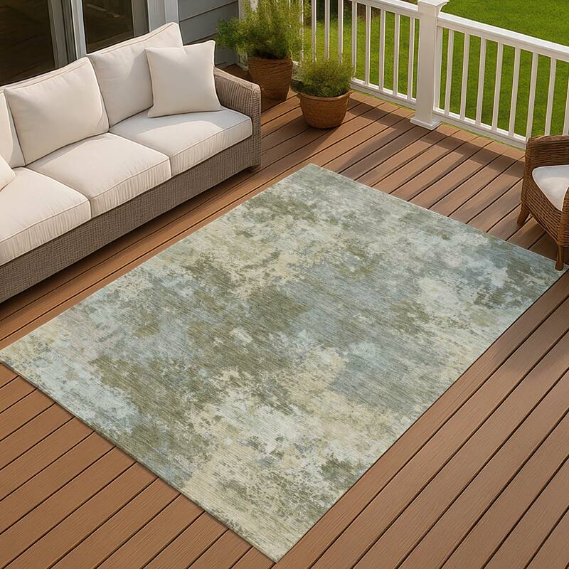 Machine Washable Indoor/ Outdoor Chic Modern Chantille Rug - Fern - 8' x 10'