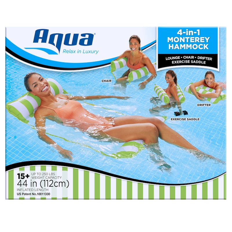 Aqua Leisure Water 4-in-1 Pool Hammock, Lime Green & Zero Gravity Float, Green - 4