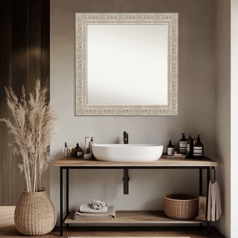 Luxe Non-Beveled Framed Bathroom Vanity Wall Mirror