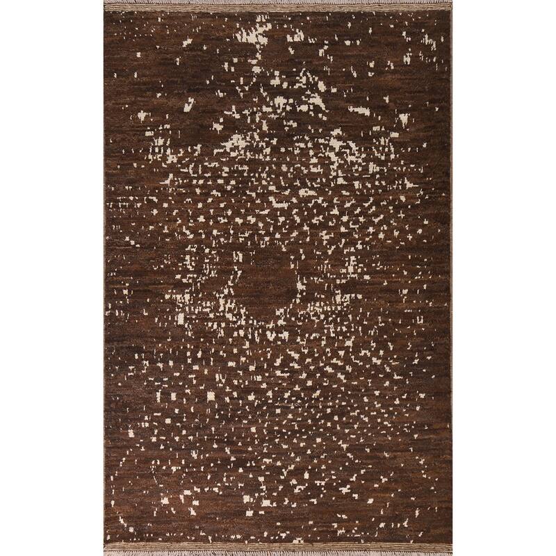 Hand Knotted Oriental 100% Wool Carpet Tribal Tribal Brown Moroccan Area Rug - 8' 2'' X 5' 8''