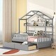 preview thumbnail 46 of 76, Wood House Bed Frame, Wooden Platform Daybed with Storage Shelf, for Teens Boys Girls Bedroom Dorm