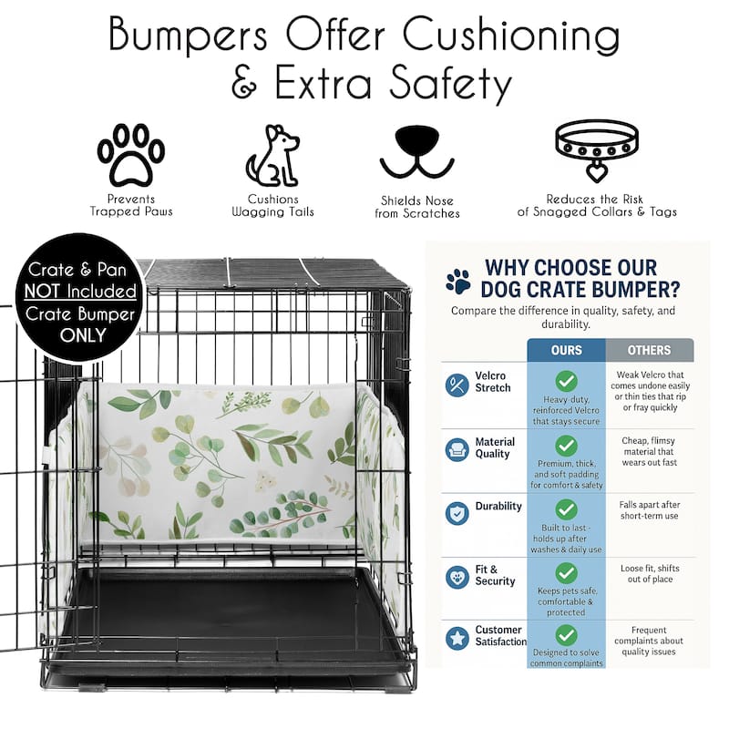 Sweet Jojo Designs Sage Green Boho Floral Leaf Boy Girl, Unisex/Gender Neutral Medium Dog Crate Bumper 36in. -Bohemian Botanical