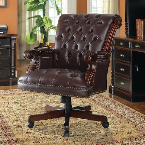 Copper Grove Abao Dark Brown Bonded Leather Adjustable Executive Office Chair