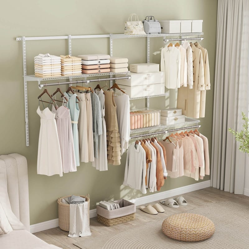 Costway 4-8 FT Wall-Mounted Closet Organizers and Storage System with - See Details