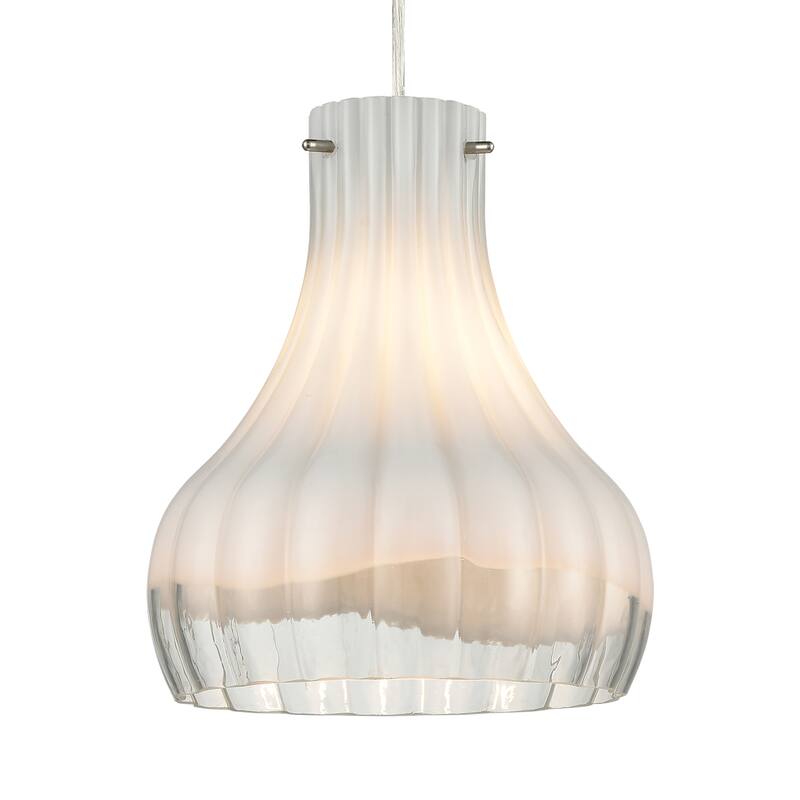 Elk Home Coastal Scallop Satin Nickel With Clear Glass 1 Light Pendant