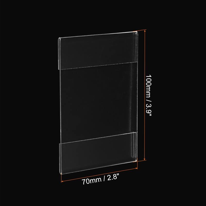 Wall Mount Price Tags Sign Holder Vertical Tagging Pack of 10 - Transparent - 3.9 x 2.8 Inch