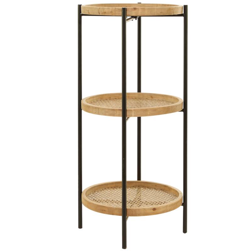 Metal 3 Shelves Shelving Unit - Brown - Roche River Decor - 16"W x 16"L x 34"H