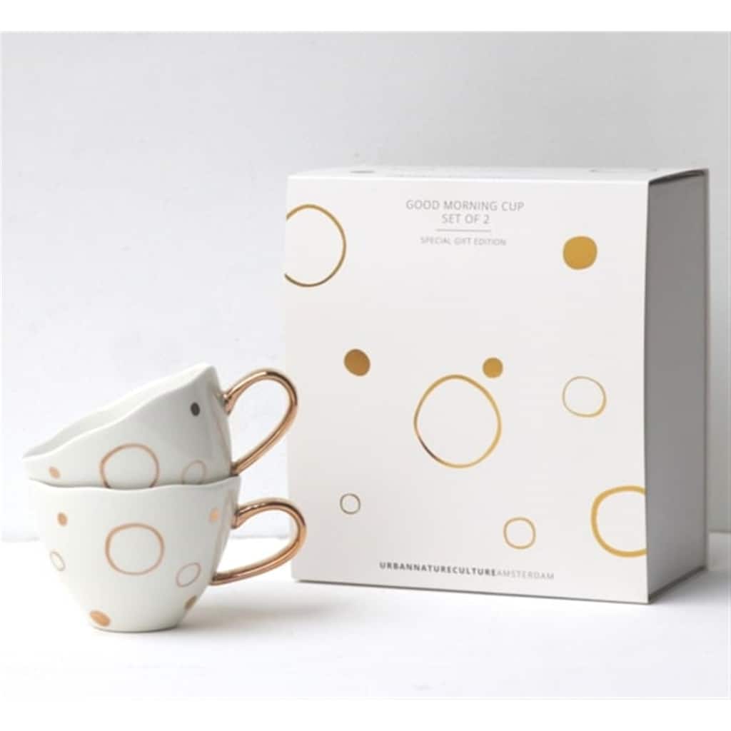 Good Morning Cappuccino/Tea Cup Special Edition Circle Gold S/2 In Gift Pack