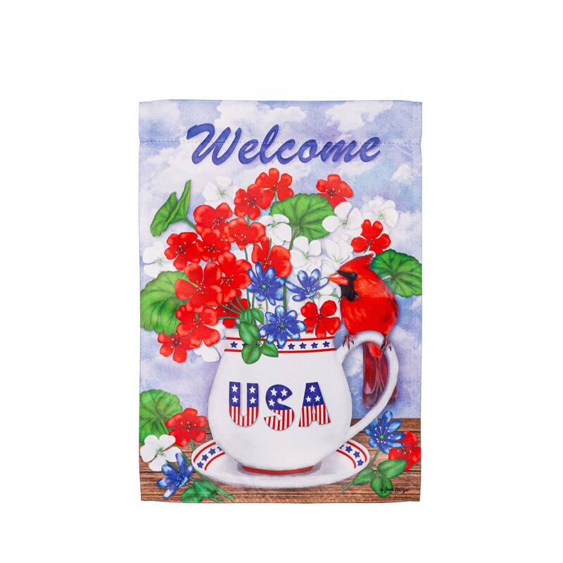 Floral Cardinal Suede Garden Flag