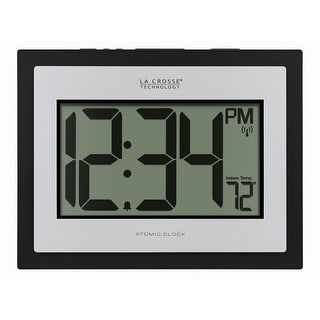 La Crosse Technology Atomic Digital Silver Clock with Temp