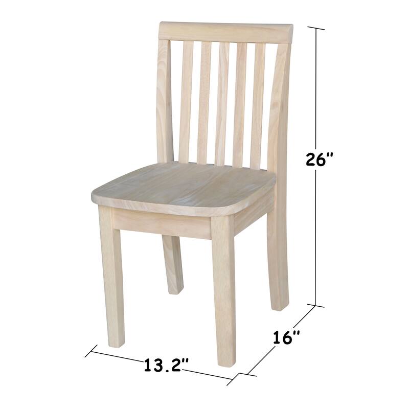 Kids Table with 2 Mission Juvenile Chairs - Unfinished- 3 Piece Set