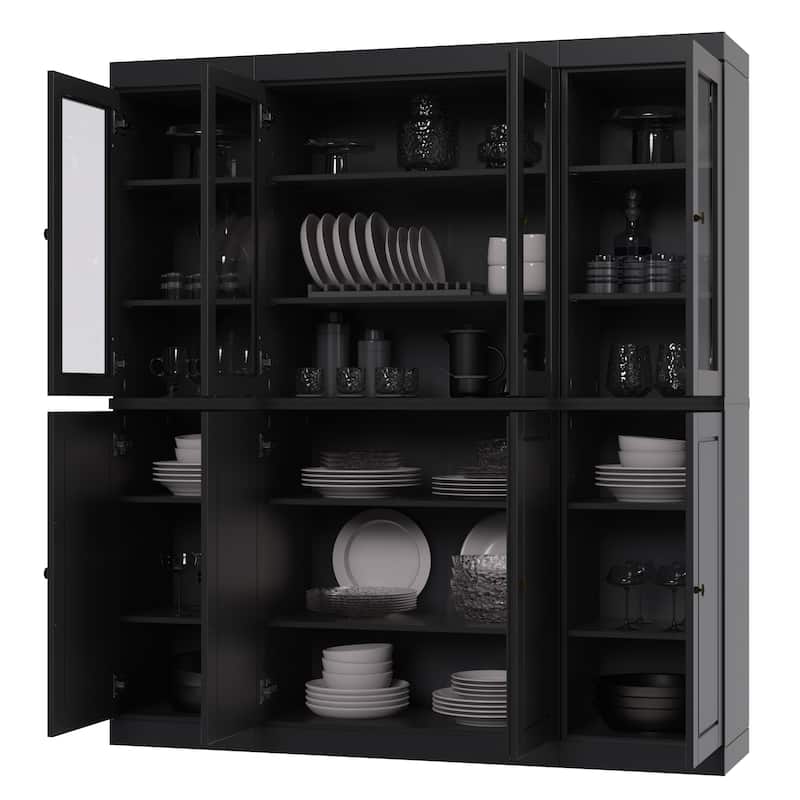 Palace Imports 100% Solid Wood 65" Kitchen China Pantry Cabinet - 65" x 71.5"