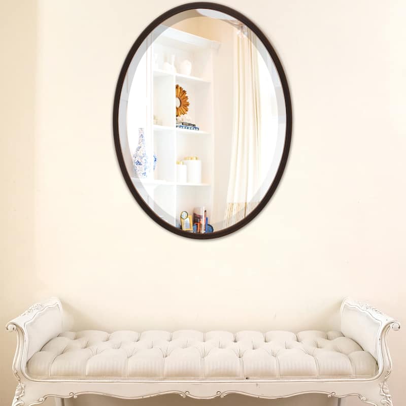 Lincoln Framed Oval Mirror - Rubbed Bronze - Rubbed Bronze