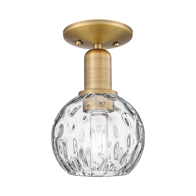 Innovations Lighting Endless Possibilities Arcadia - Athens Water Glass - 1 Light 6" Semi-Flush Mount - Brushed Brass