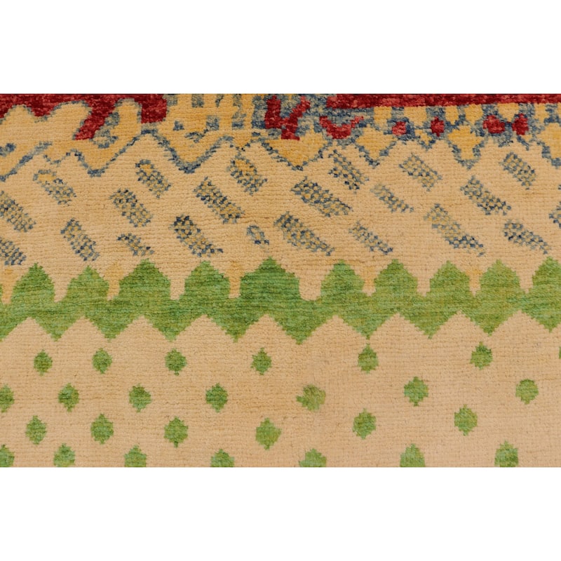 Contemporary Balochi Proctor Red/Blue Hand Knotted Wool Rug - 3'0'' x 4'11''