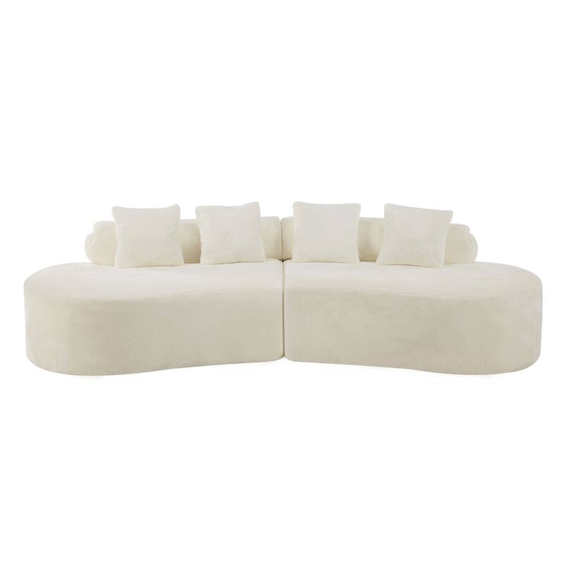 Modern and simple curved flannelette sofa