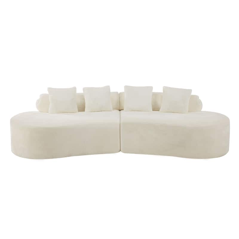 Plush Curved Sectional Sofa Cozy Modular Deep Seat Couch with Pillows