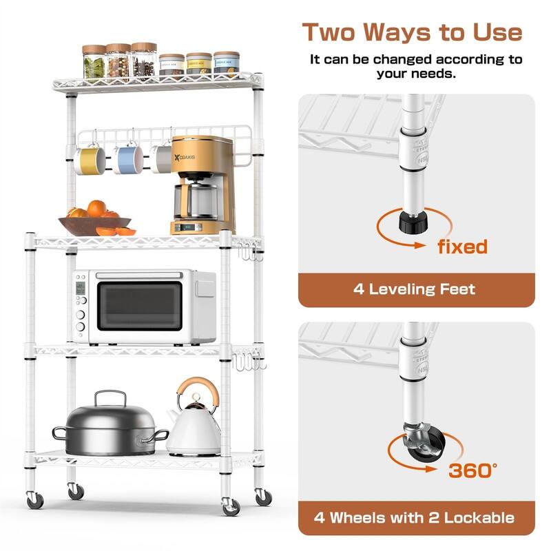 Bakers Rack for Kitchen with Storage - 14"D x 30"W x 59"H