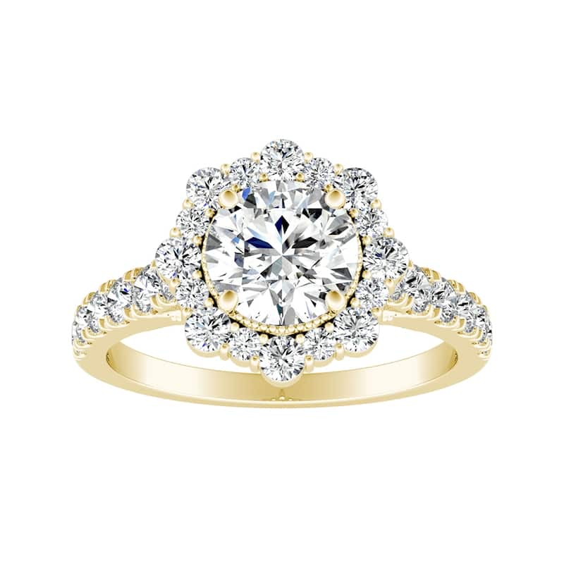 Auriya 14k Gold Vintage 1 1/4ctw Round Halo Diamond Engagement Ring (G-H, VS1-VS2) - 8 - Yellow