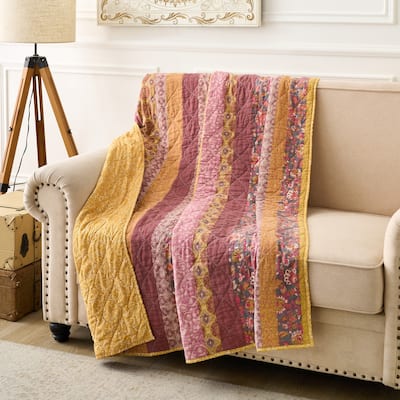 Greenland Home Fashions Marigold Vintage Boho Reversible Paisley Throw