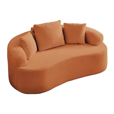 Mixoy Compact Loveseat Sofa with Chenille Upholstery,No Assembly Curved Couch for Small Spaces,Apartment