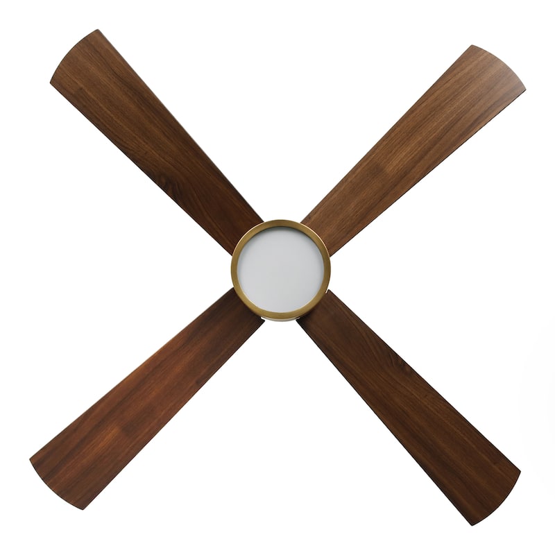 52" Black/ Distressed Brass Dimmable RGB Smart Ceiling Fan with Light and Remote, App Control