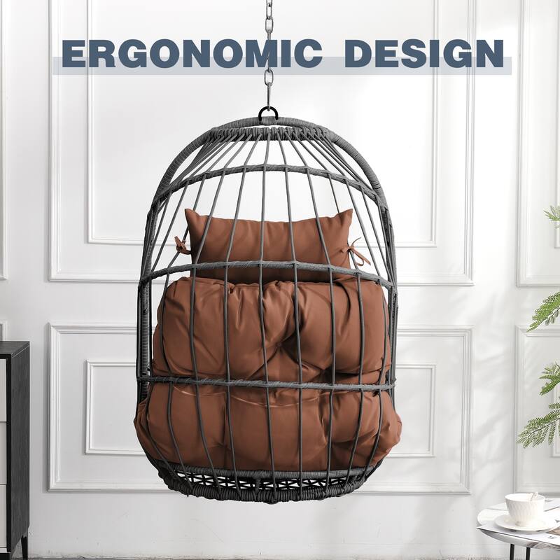 Anmytek PE Rattan Outdoor Garden Egg Swing Hanging Chair