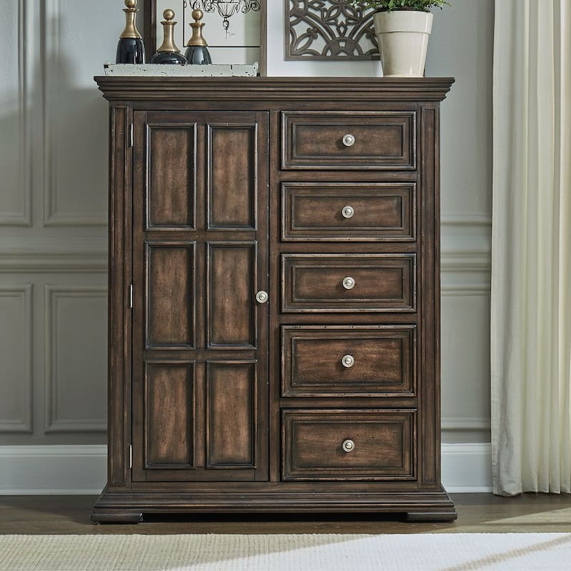 Big Valley Brownstone Distressed Door Chest - 5-drawer