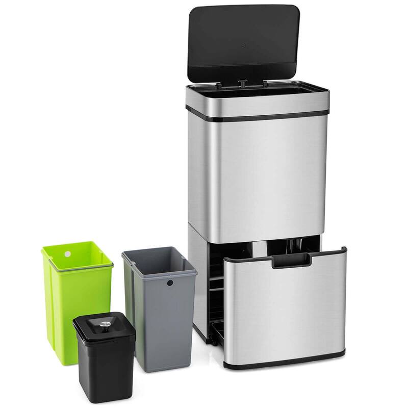 Costway 19 Gal Kitchen Trash Can with Soft Closing Lid & Stay-open