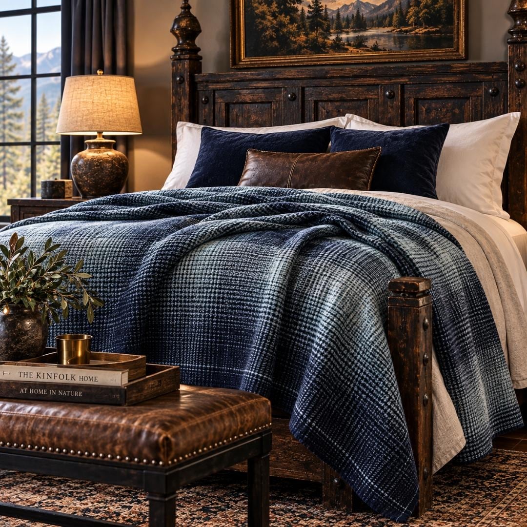 Pendleton Eco-wise Shale Navy Plaid Blanket