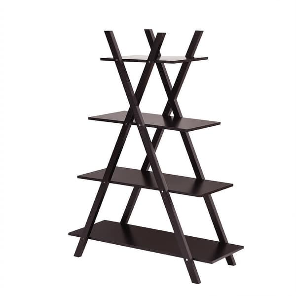 Bookcase Bookshelf S Shape Book Case Storage Shelf Display Unit 4 Tier Shelves