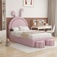 preview thumbnail 3 of 42, Upholstered Velvet Platform Bed with 2 Storage Benches
