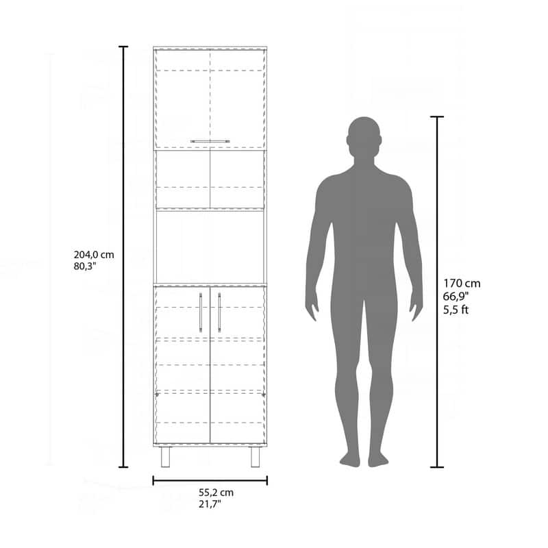 80 inch Versatile High Double Cabinet Kitchen Pantry