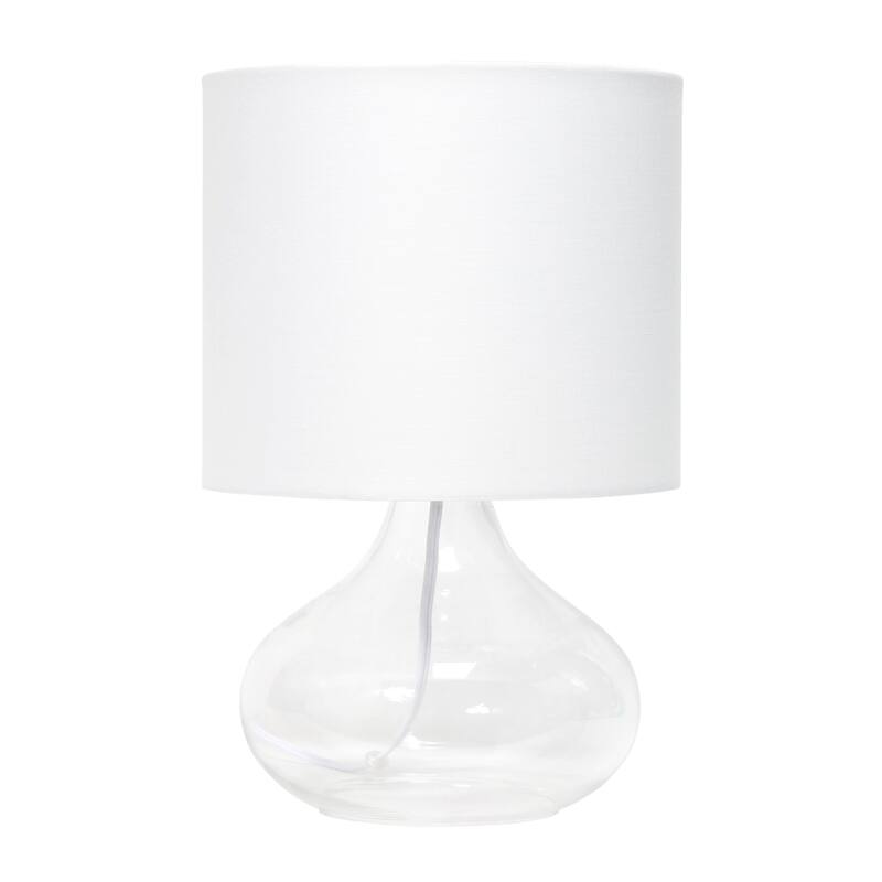 Glass Table Lamp with Drum Shade - 13.75" - Clear and White