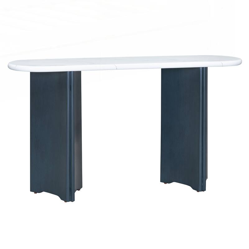 Entryway Table with Oval Faux Marble Top