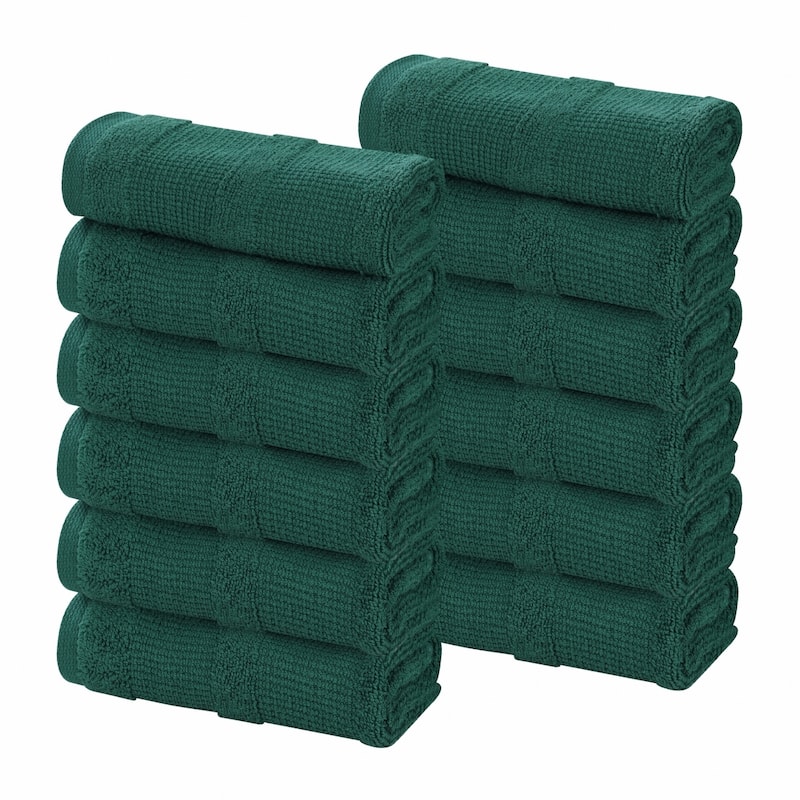 Superior Roma Cotton Ribbed Absorbent Face Towel Washcloth Set of 12