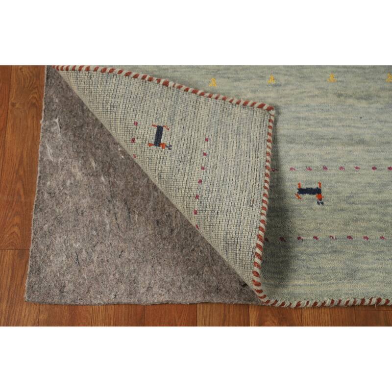 Hand Knotted Oriental 100% Wool Carpet Tribal Animal Pictorial Green Gabbeh Area Rug - 4' 11'' X 3' 0''