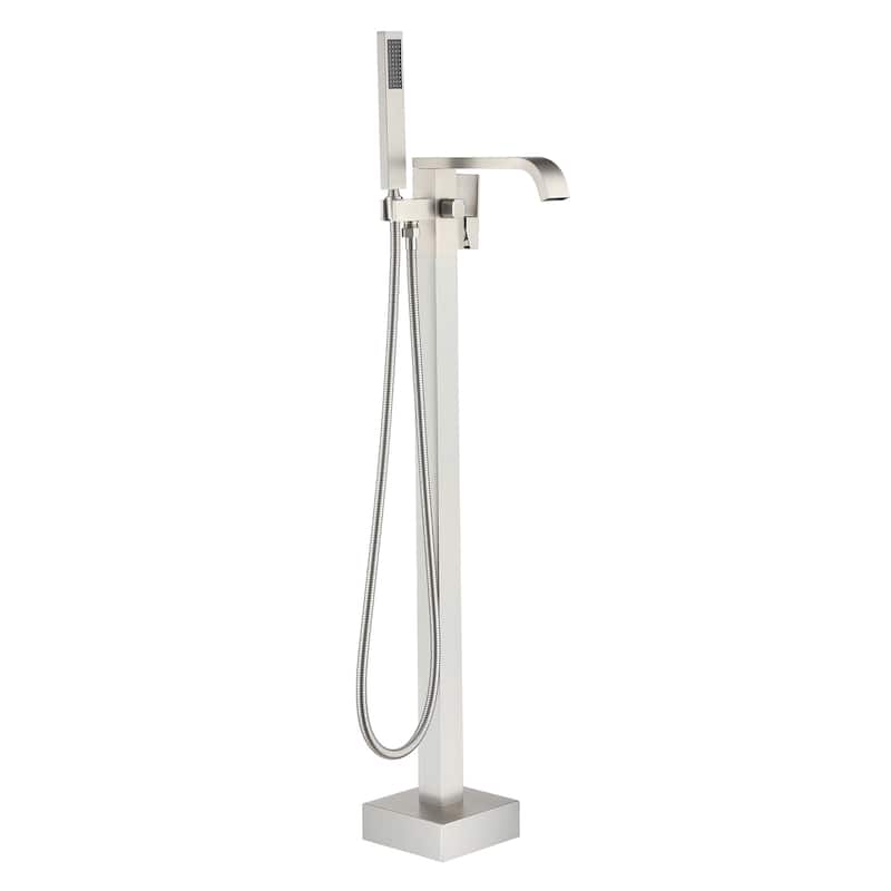 Freestanding Floor Mount Single Handle Bath Tub Filler Bath Tub Faucet - Brushed Nickel