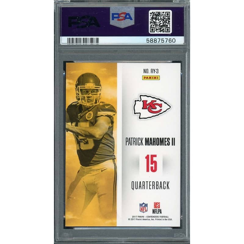 Patrick Mahomes 2017 Panini Contenders Football Rookie Card #RY-3 Graded PSA 9 - 8'6" x 11'6"