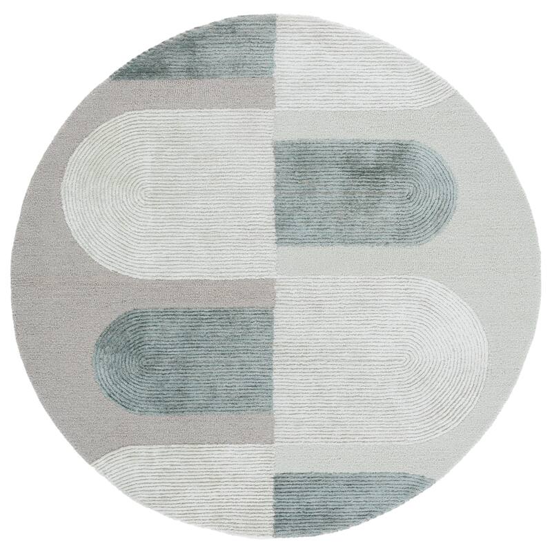 SAFAVIEH Handmade Fifth Avenue Fenisia Mid-Century Modern Viscose Rug - Beige/Green - 3' Round