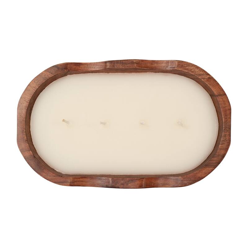 Sagebrook Home Vanilla Oval Bowl Candle, Natural, Oval, 3"H, Wood